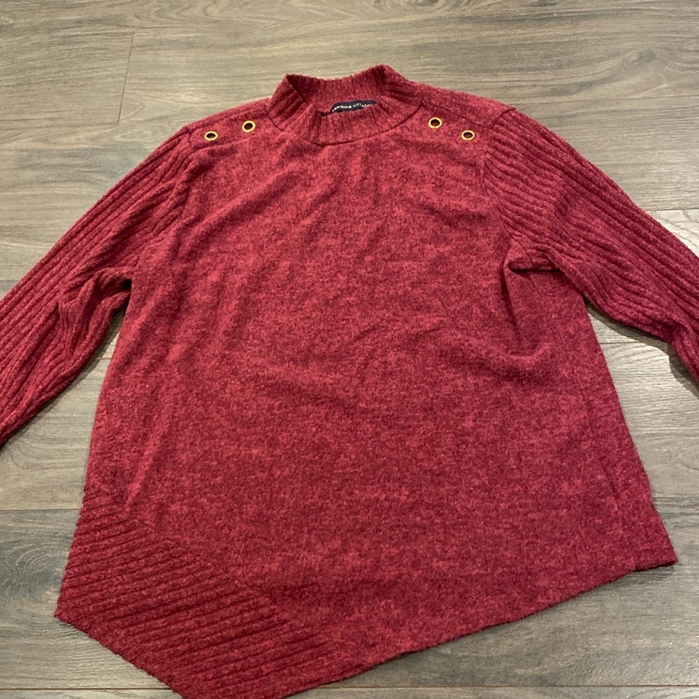 Adrienne Vittadini Dark Burgundy Pink Lightweight Sweater